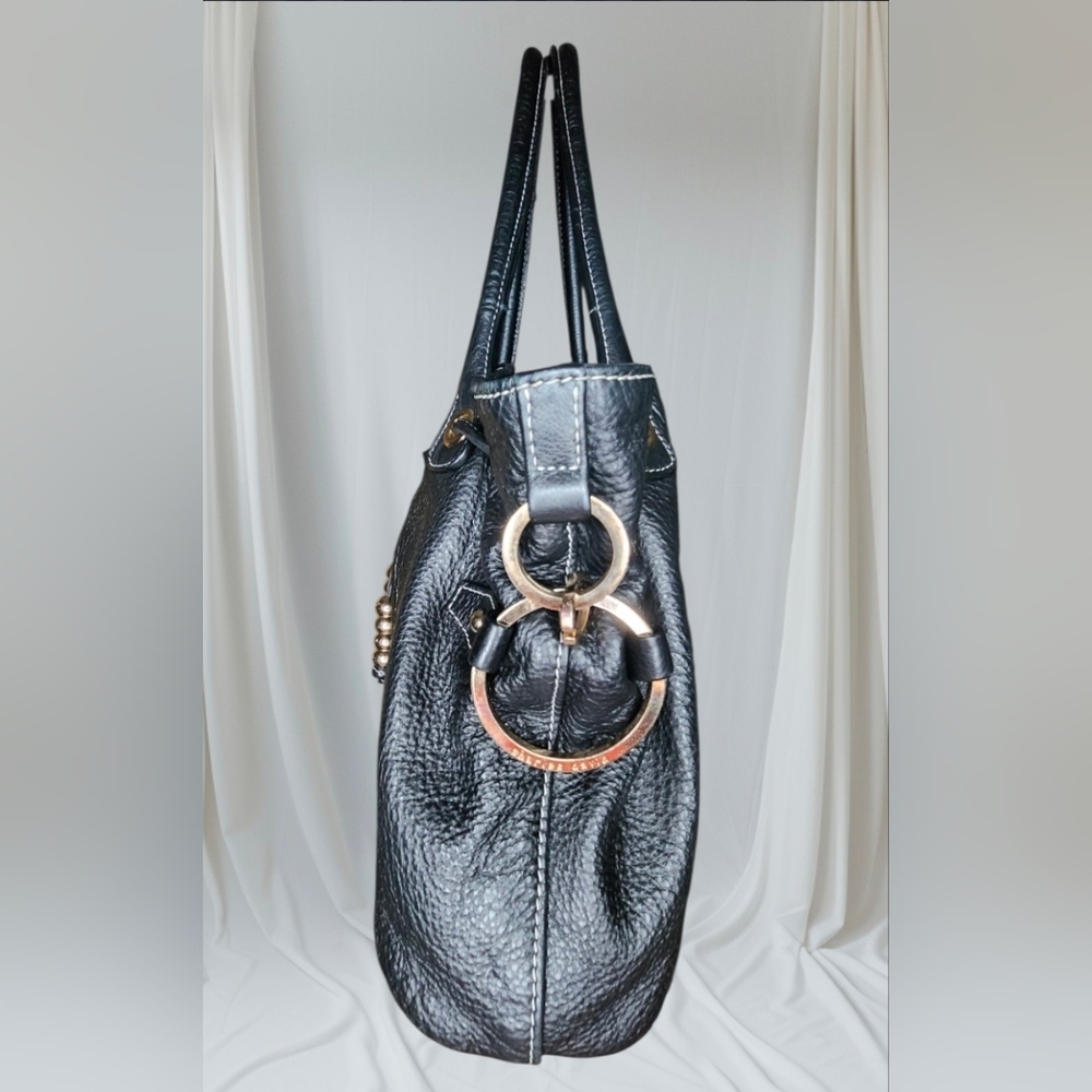 Charles David Black Leather Shoulder/Hobo Bag With A Drawstring Closure - Picture 4 of 15